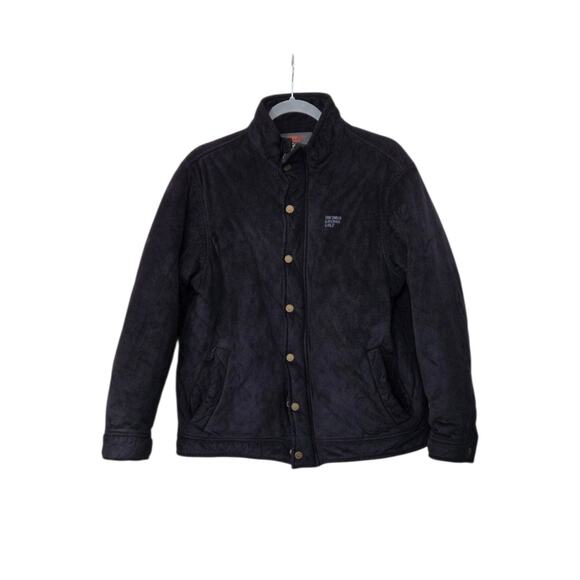 Michiko London Golf Fleece Insulated Black Retro Zip Snap Jacket, Women's Medium - Picture 1 of 14